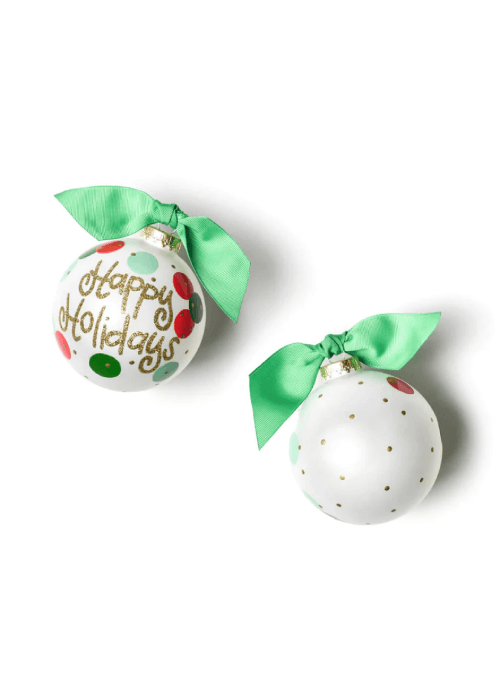 Layered Dot Happy Holidays Glass Ornament Ornament