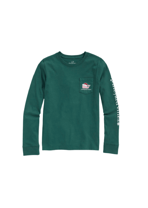 Girls Glitter Santa Hat Whale T-Shirt - Green Girls