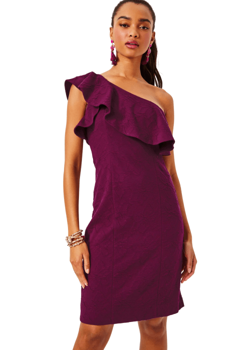 Bordeaux One-Shoulder Dress Dress