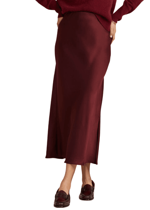 Silky Slip Skirt - Crimson Skirt