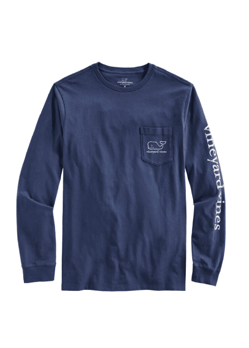 Vintage Whale Long-Sleeve T-Shirt - Navy Mens
