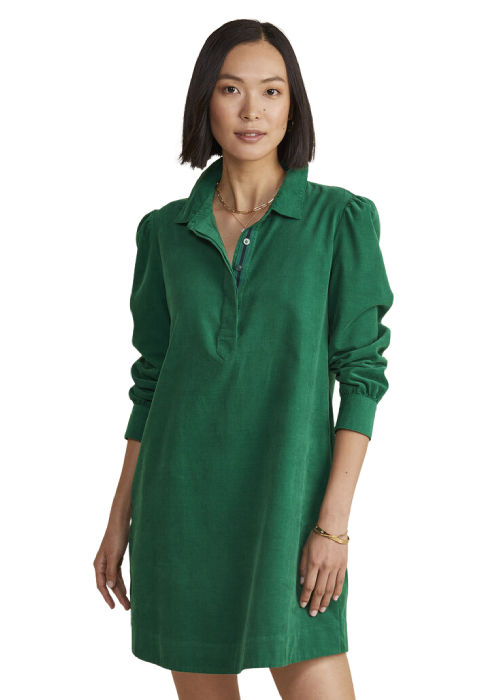 Corduroy Popover Dress - Turf Green Dress