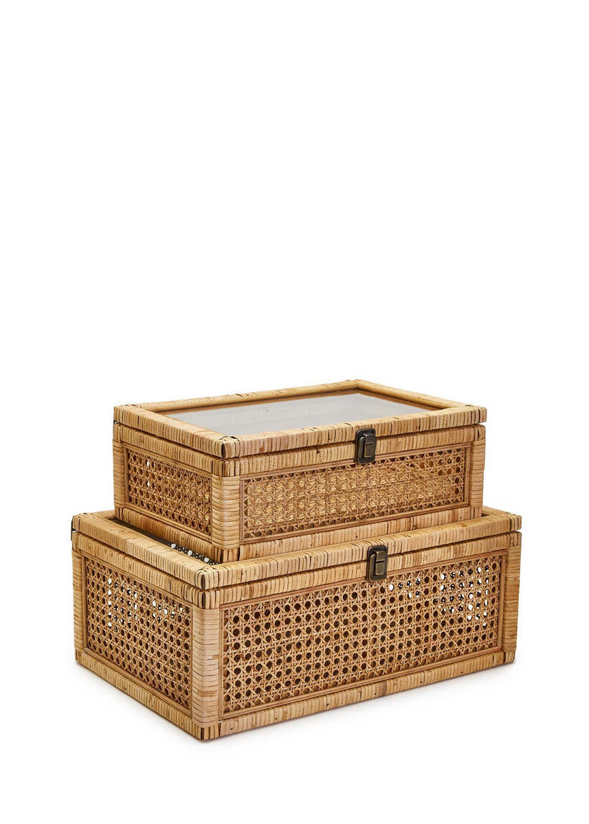 TWO'S COMPANY RATTAN DECORATIVE STORAGE BOX – The Navy Knot