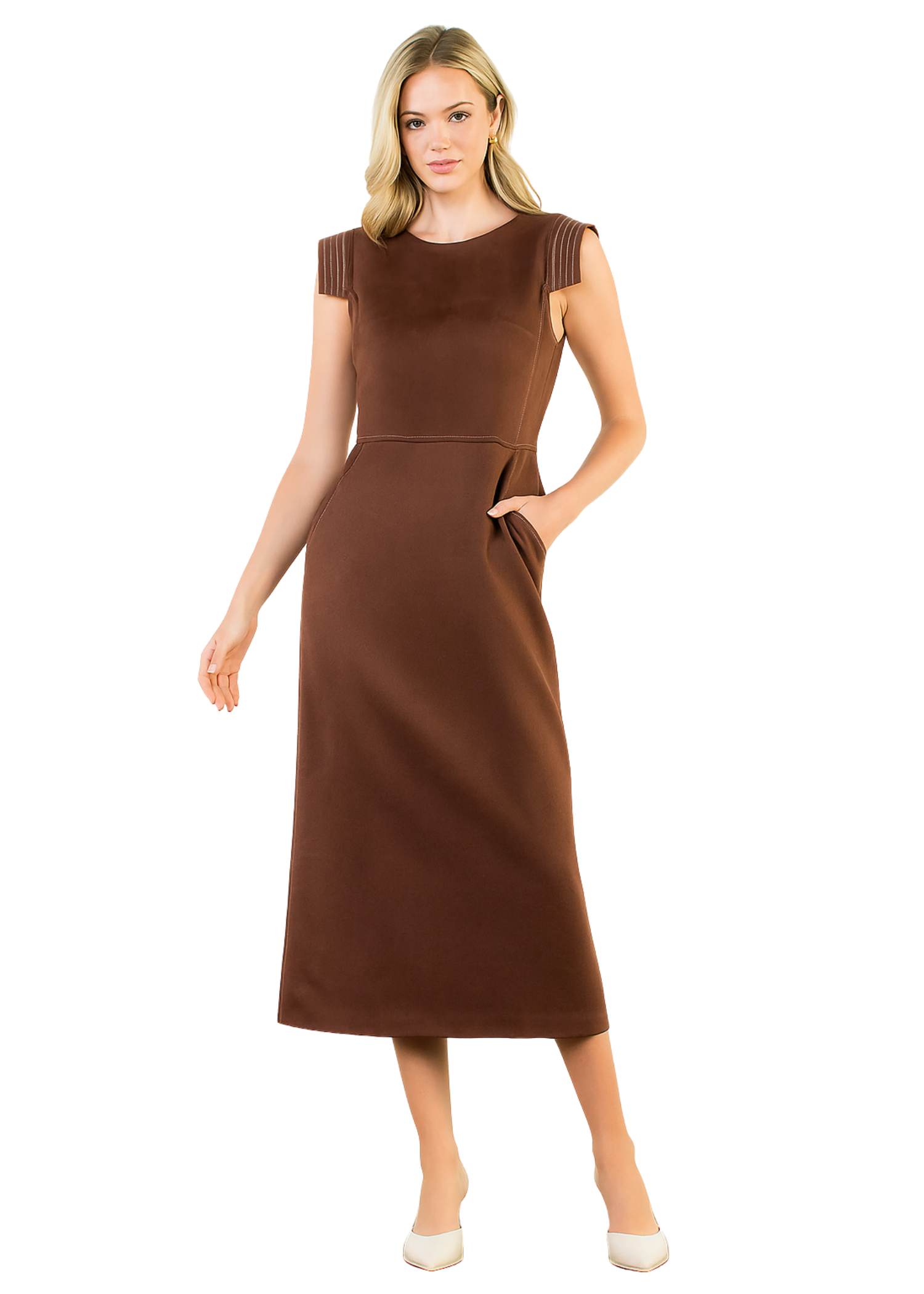 THML CAP SLEEVE SUEDE MIDI DRESS Extra Small THML CAP SLEEVE SUEDE MIDI DRESS Extra Small
