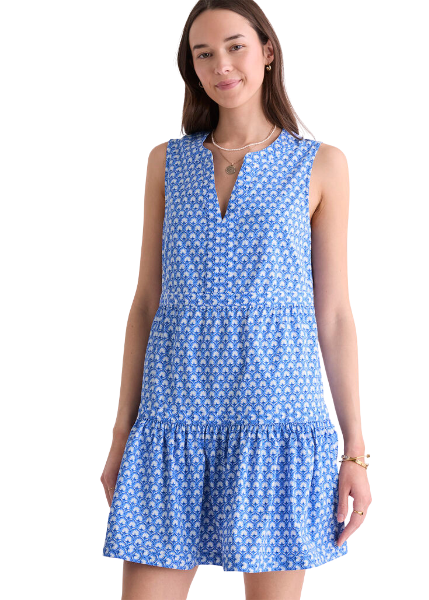 Vineyard Vines Tilly Harbor Dress (Block Print Blue) (Size: L)