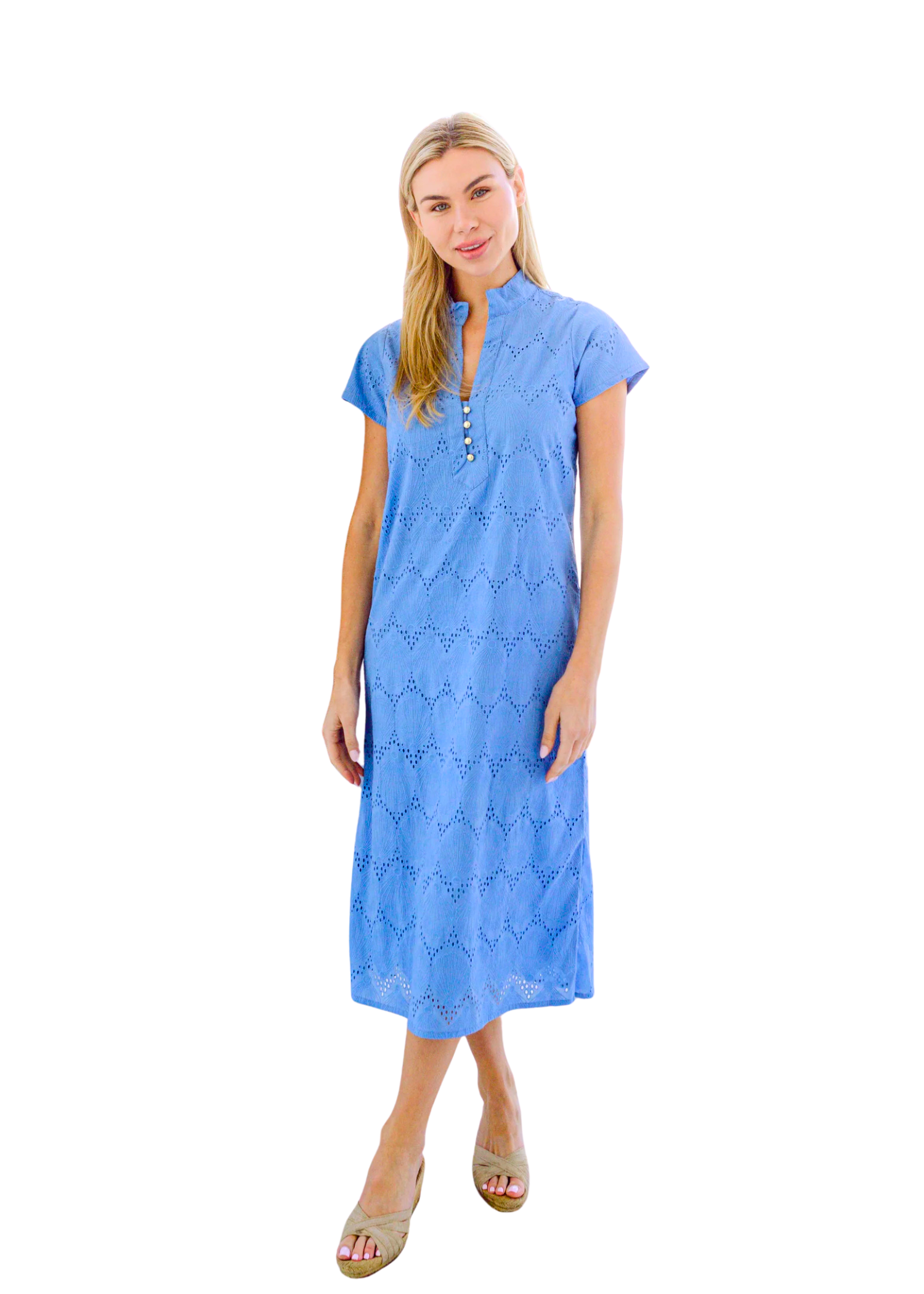SAIL TO SABLE BUTTON FRONT MIDI DRESS Large